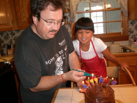 Keith and Kasen and his birthday cake